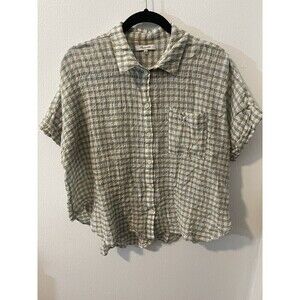 Madewell Crinkle Hayden Top Shirt Striped Size Medium Button Down